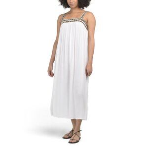 GOA BY JAPNA Black/white Crochet Trim Swim Cover-up Maxi Dress
